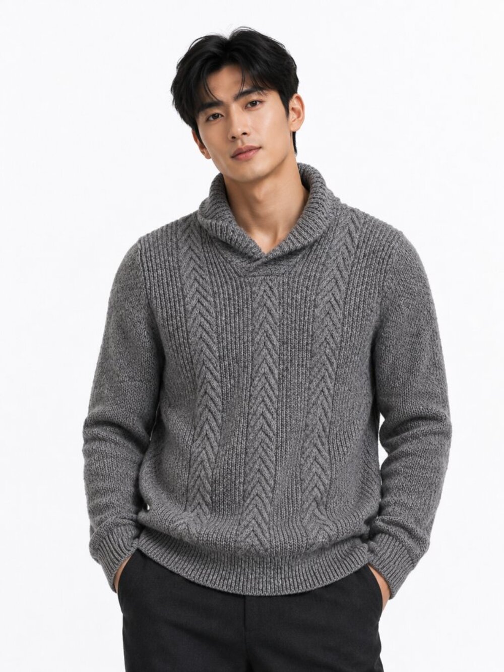 Mens Clothing Sweaters & Fleece | Size L | Color Gray | Tasso Ella 100%Cotton